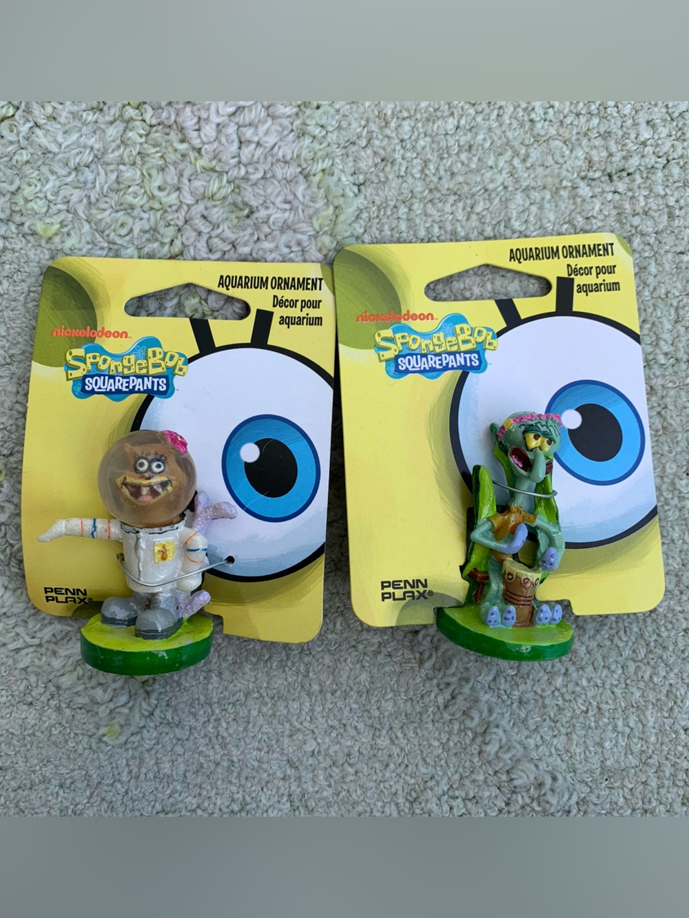 mini Penn-Plax SpongeBob SquarePants Ornaments Sandy Cheeks and Squidward